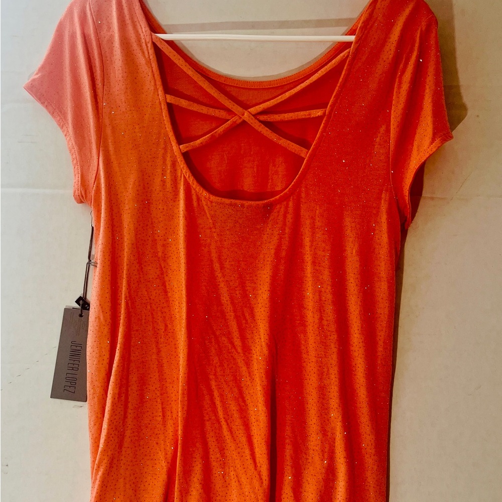 NWT Jennifer Lopez Tangerine sparkly summer top